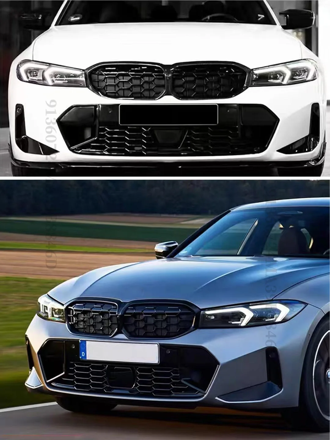 Front Kidney Double Slat Diamond Grille Grill Center Grid Mesh Tuning Part For BMW 3 Series G20 G21 LCI 2023 330i 320d M340i