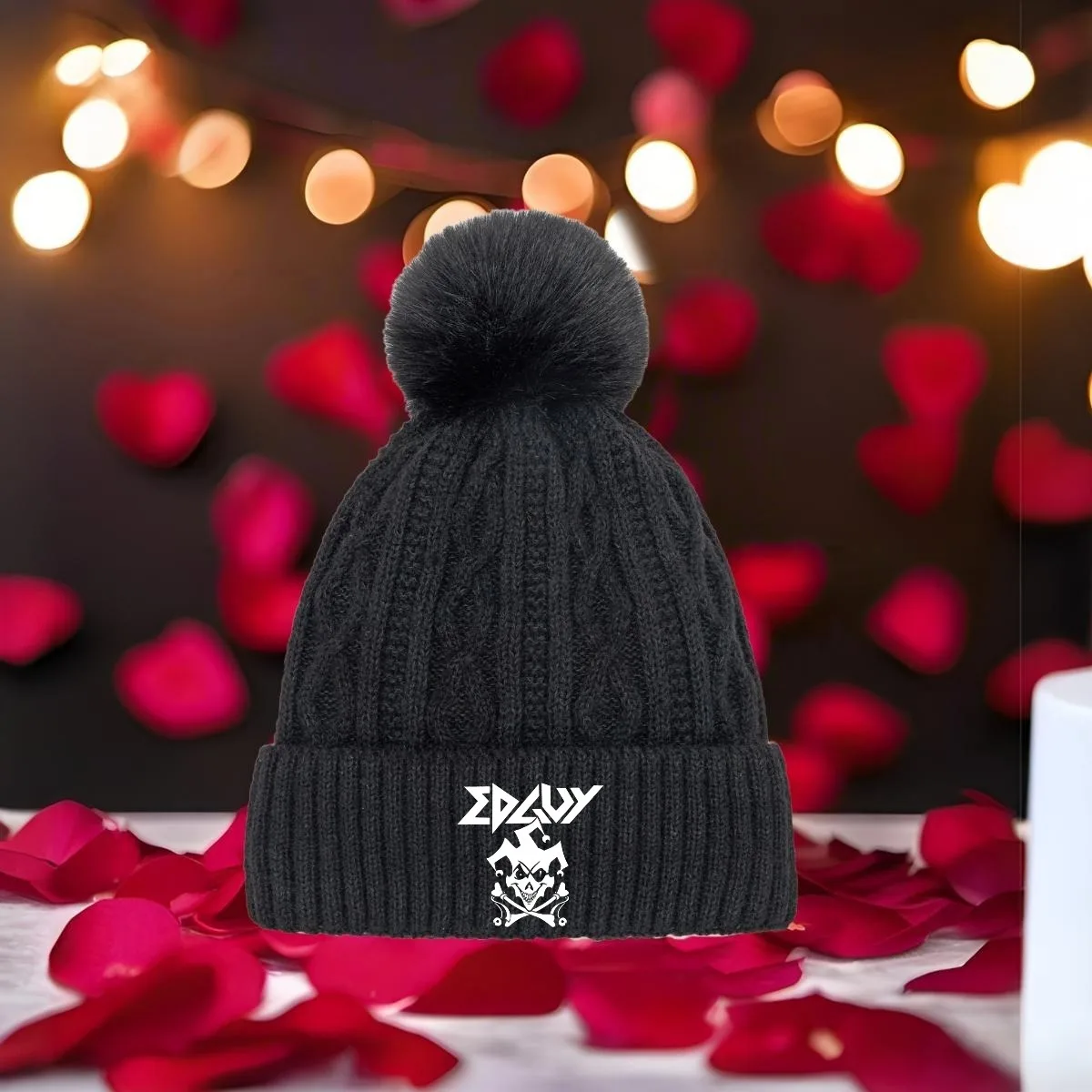 EDGUY Nieuwe unisex Pom Pom Knit - Meerkleurige, warme wintermuts met stijlvol printontwerp voor heren en dames
