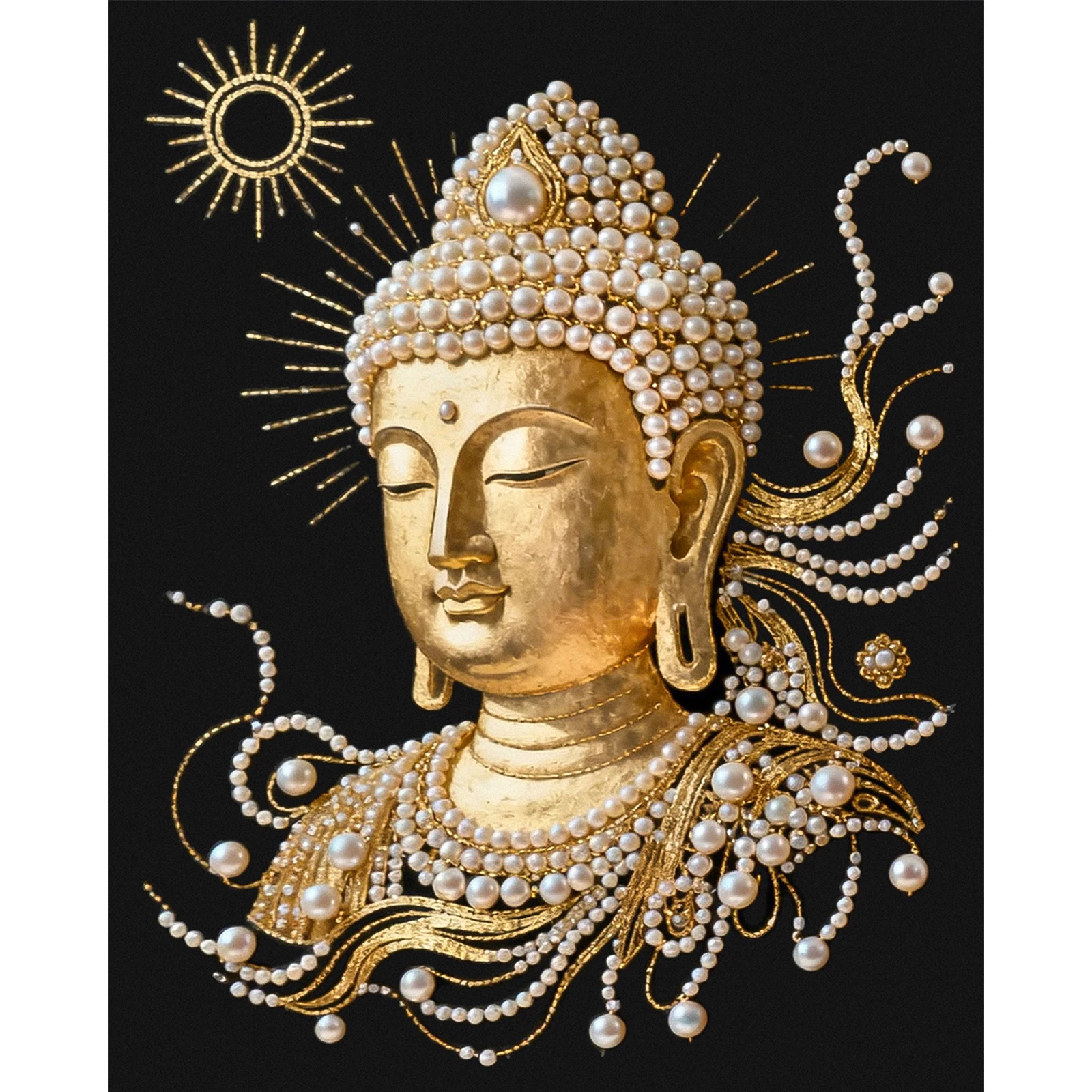 

Buddha Head DIY Pearl Painting Kit for Adult Home Wall Decor 40x50cm With Frame