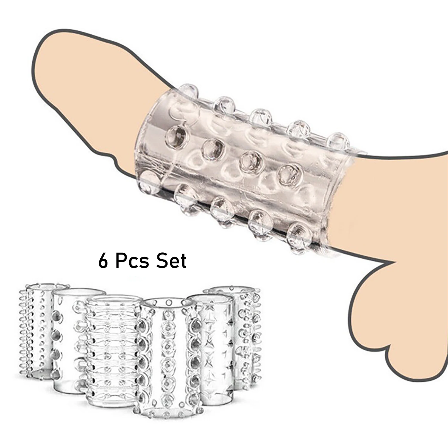 Soft Stretchable Penis Rings Delay Ejaculation Cock Rings Sex Endurance Train Dick Rings Sex Toys for Men 6 Pcs Set Penis Sheath