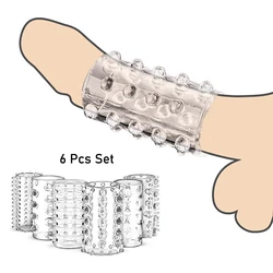 Soft Stretchable Penis Rings Delay Ejaculation Cock Rings Sex Endurance Train Dick Rings Sex Toys for Men 6 Pcs Set Penis Sheath