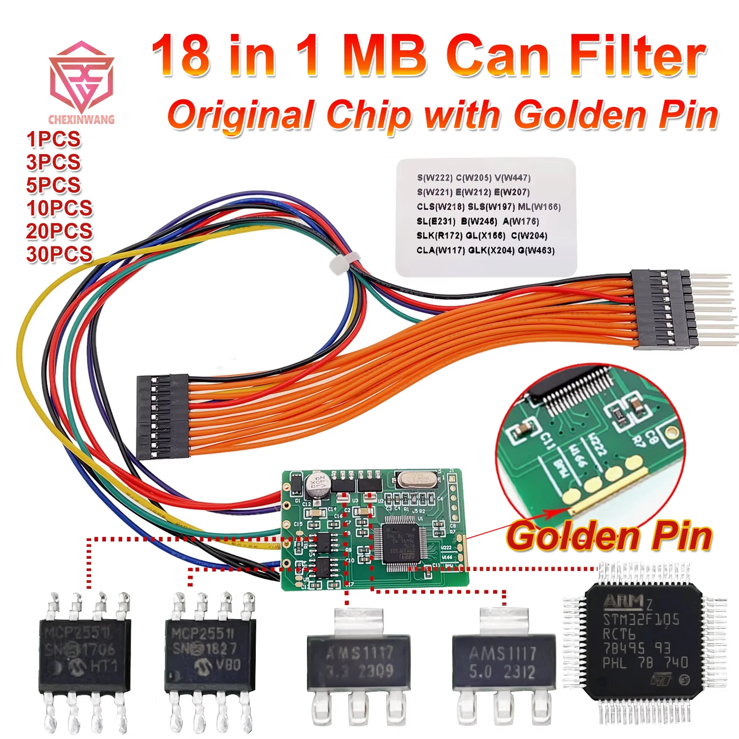 

Original Golden Pin MB 18 in 1 CAN Filter Chip 18in1 CANFilter for W222 W205 W447 204 W212 W166 R172 for Benz for BMW CAS4 FEM