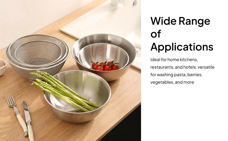Microporous Stainless Steel Colander with Separate Mixing Bowl Large Capacity Strainer Basket for Kitchen Washing