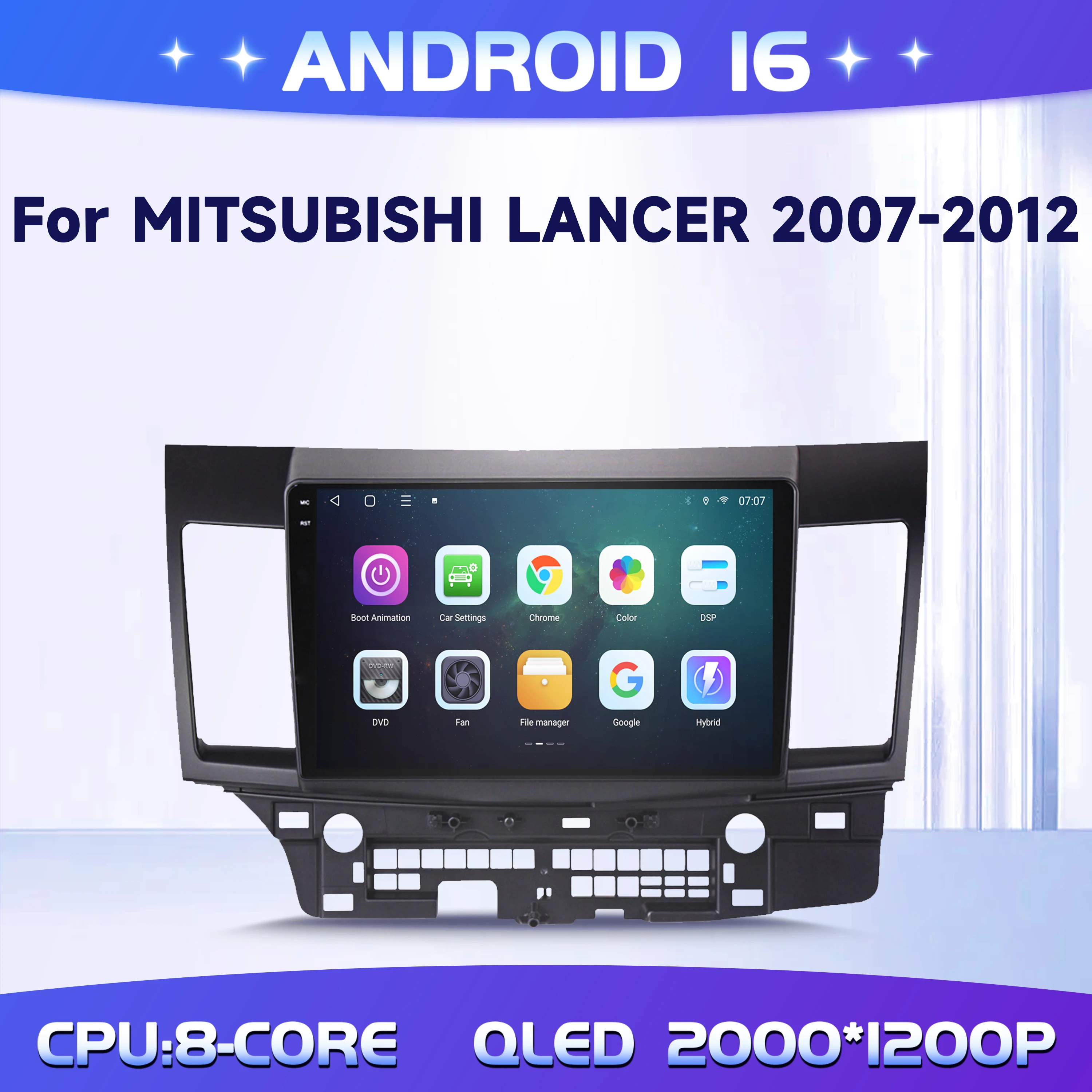 10 inch For MITSUBISHI LANCER 2007-2012 Car Radio Android 16 Multimedia BT Carplay Navigation 2K QLED Screen