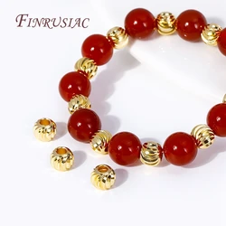 5 Sizes Round Spacer Beads 18K Gold Plated Brass Metal Beads Cut Pattern Separators Beads For DIY Handmade Jewelry Accessories