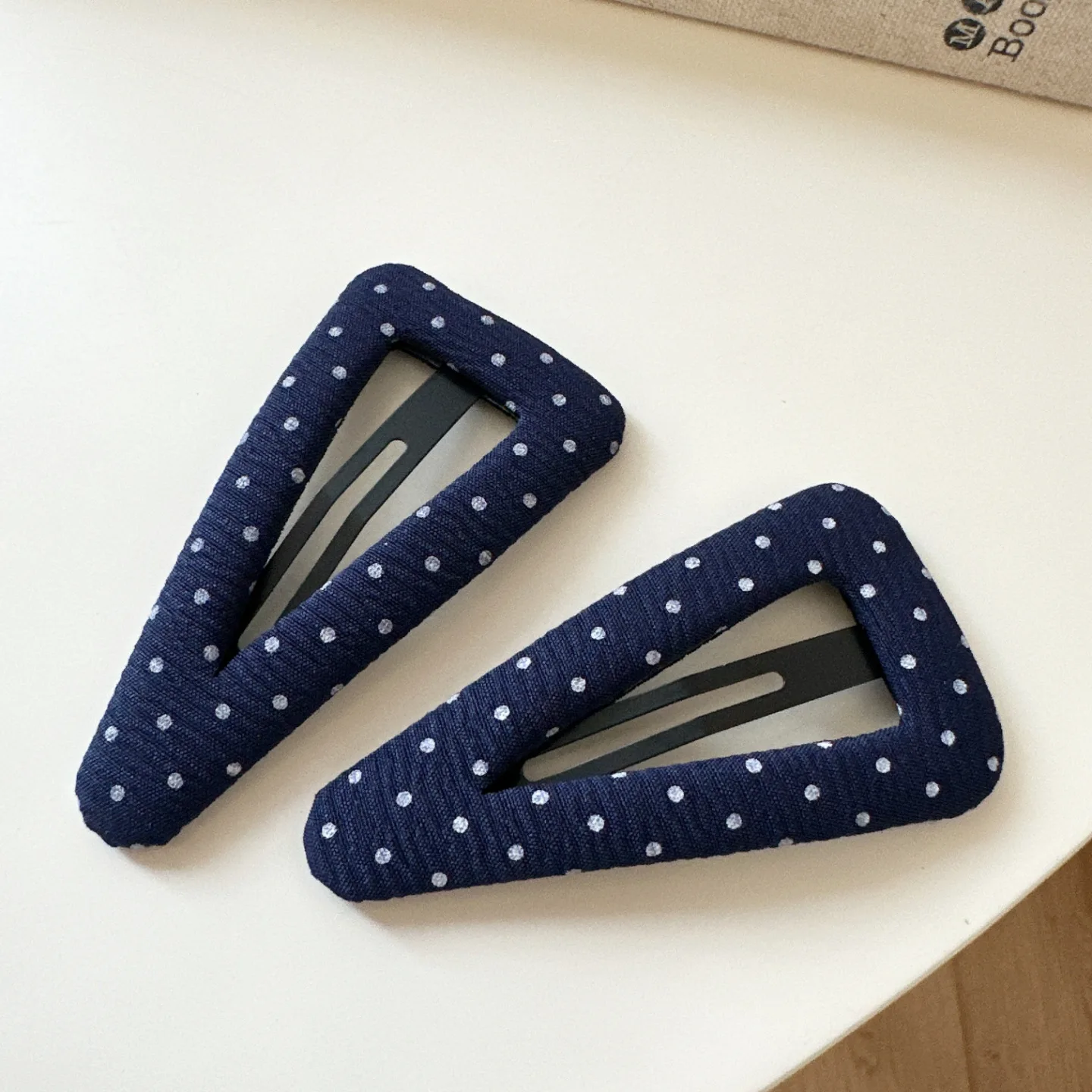 Vintage koreanische Haarspange, marineblau, gepunktet, Stoff-Haarnadel, handgefertigt, keine Schäden, Haar-Accessoires für Frauen, Haarspangen für Mädchen – Detail 31