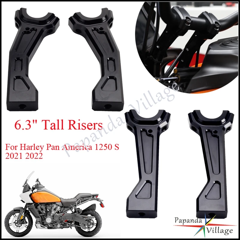 

For Harley Pan America 1250 RA1250 RA1250S 2021-22 Motorcycle 6.3" Rise Black CNC Handlebar Riser Handle Bar Mount Riser Clamp