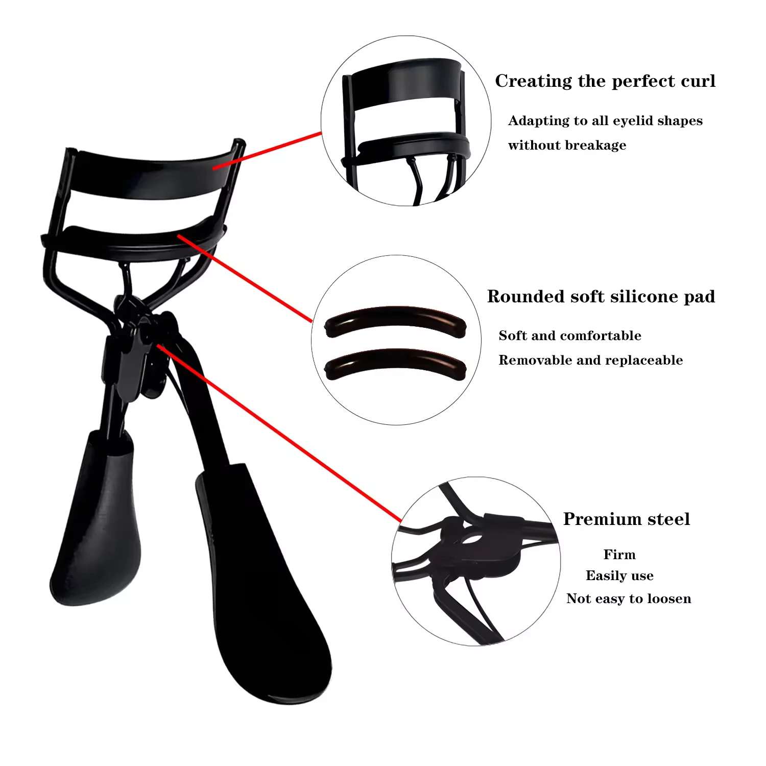 20pcs Custom logo Wholesale Private Label Black Heated Beauty Tools Eco-friendly Eyelash Curler Vendor High Quality