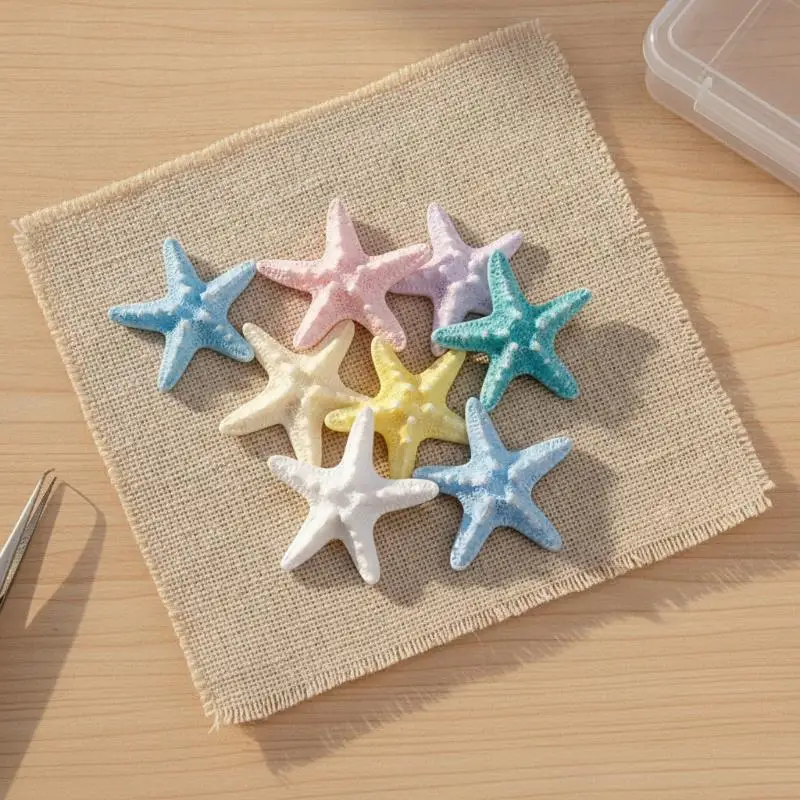 10Pcs Resin Starfish Flatback Cabochons Realistic Pattern Sea Star Decor for DIY Craft Lovers Handmade Jewelry Hairpin Accessor