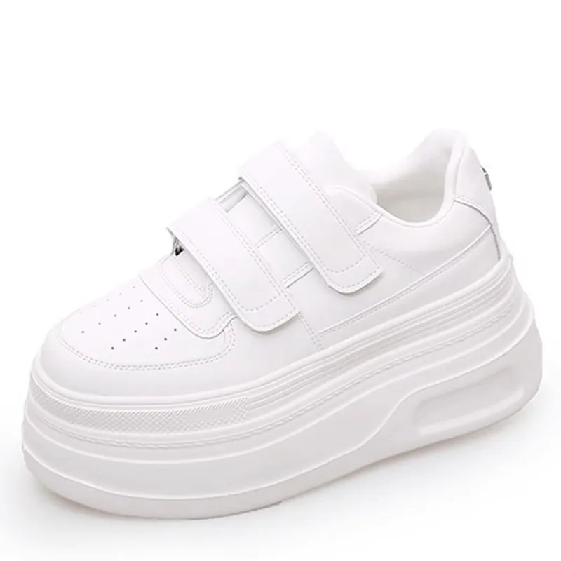 

White Shoes Women Genuine Leather 2025 Spring New Platform Casual Increased Versitile Fashion Lightweight Board Shoes
