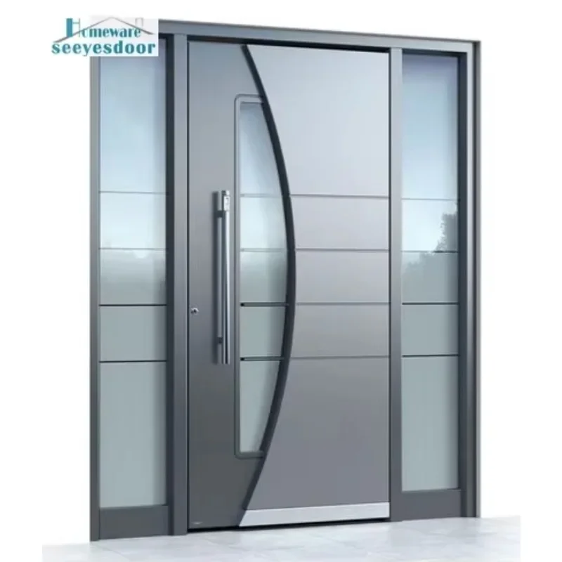 Seeyesdoors Modern Metal Aluminum Frosted Glass Front Security Doors Exterior For Villa