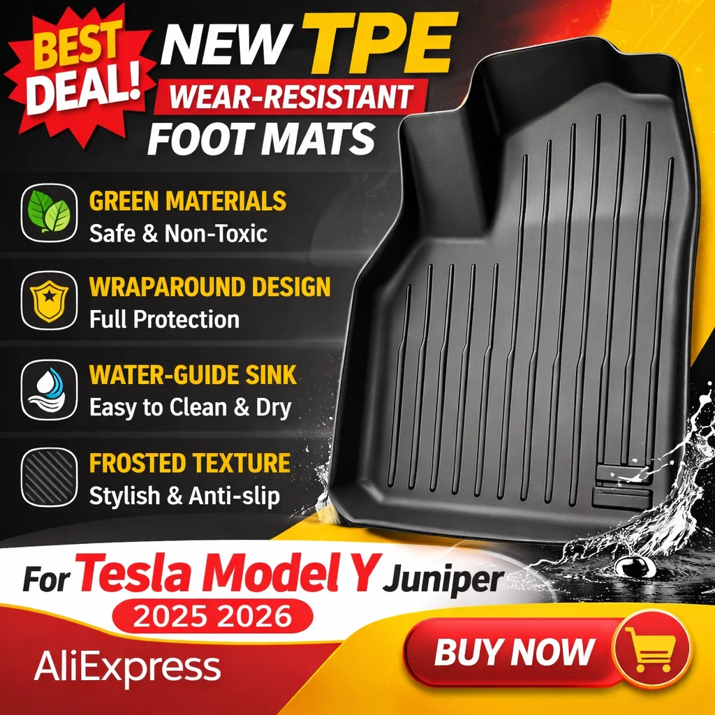 

TPE Floor Mats for Tesla Model Y Juniper 2025 2026 Waterproof Anti-Slip All Weather Trunk Cargo Mat Car Interior Accessories