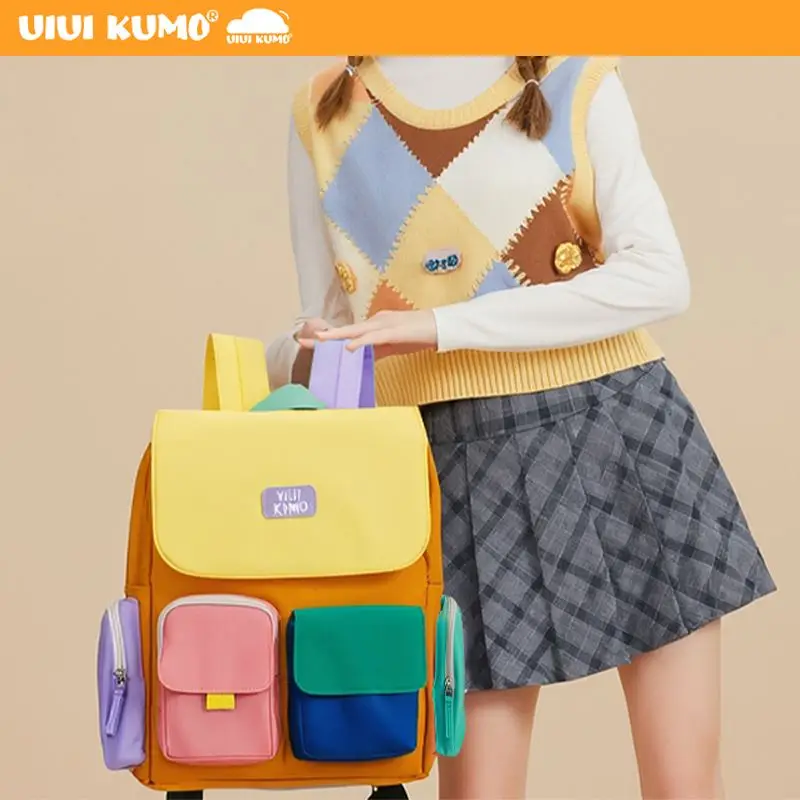 حقيبة كتف UIUIKUMO ذات سعة كبيرة من قماش أكسفورد أرجواني مقاوم للماء مع تصميم لتقليل الوزن مناسبة للمدرسة الخارجية #4