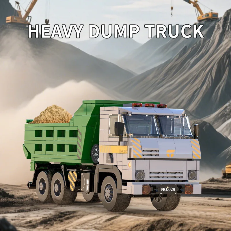 

European Retro Dump Truck DIY Small Building Blocks Engineering Toy Truck for Kids Creative Construction Play