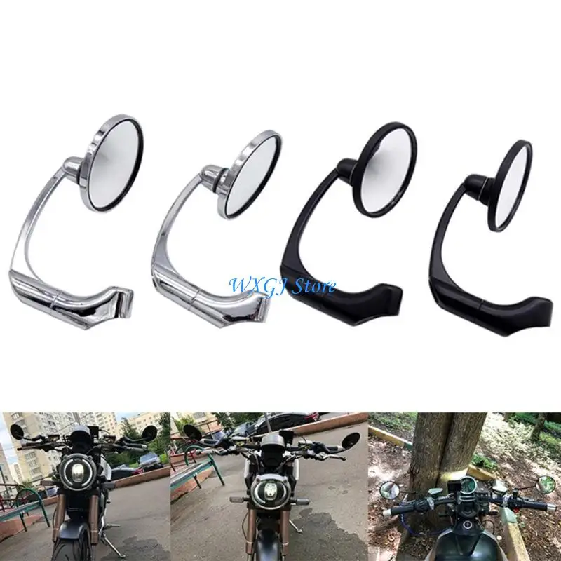 

37JE Round Motorcycle Rearview Side Mirror Vintage Bar End Mirror Simple Fixing