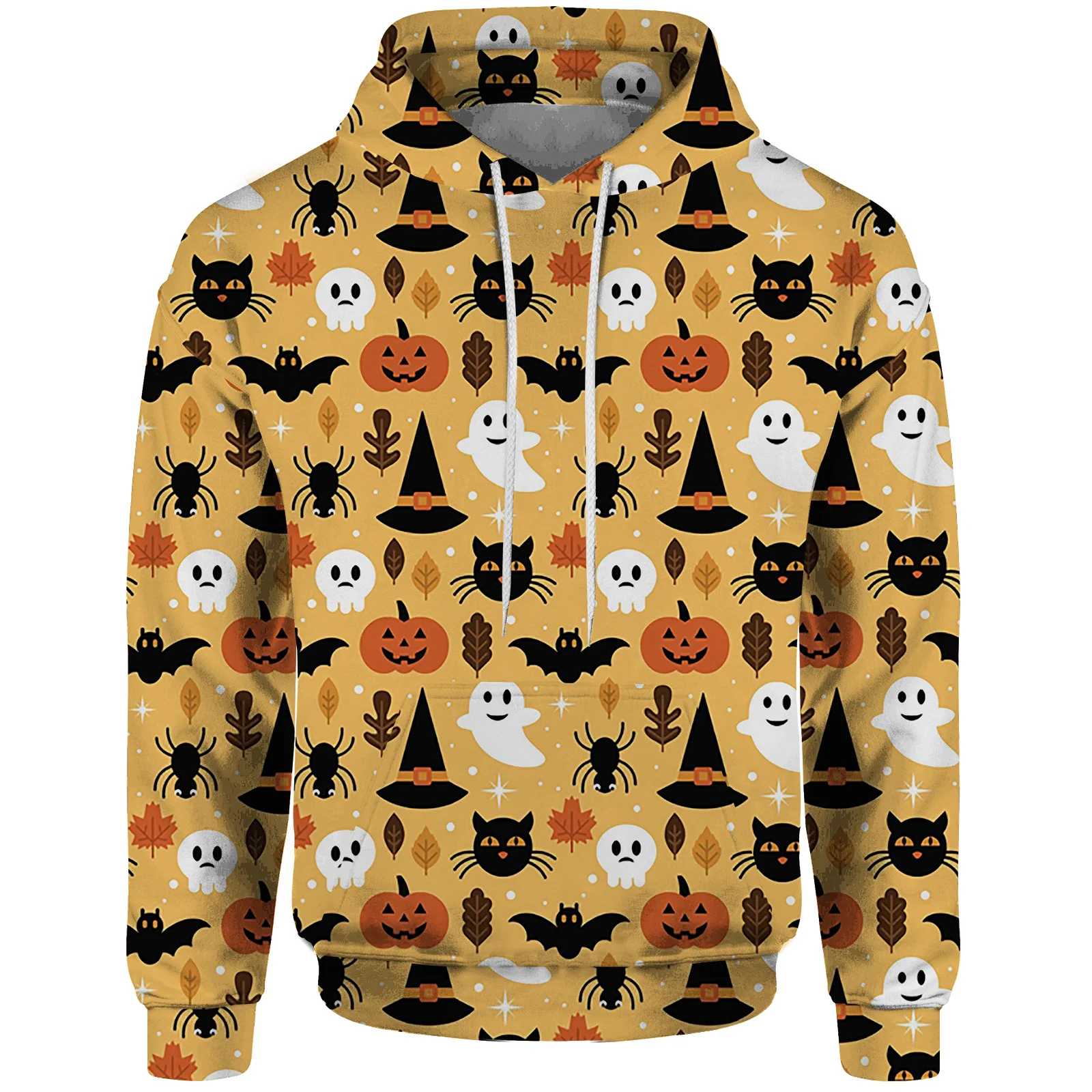 

Sweatshirt Hoodiehalloween Bat Hoodies Autumn Orange and Black Street Fashion Hooded Sweatshirts Male Design Pullover Hoodie