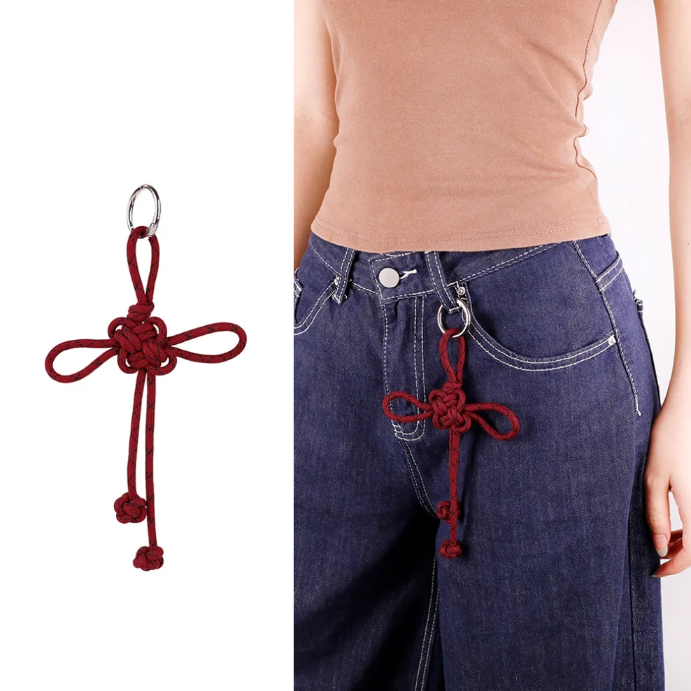 

Creative Colorful Braided Lanyard Keychain Handwoven Nylon Rope Bag Pendant Mobile Phone Hanging Decoration Car Keyring