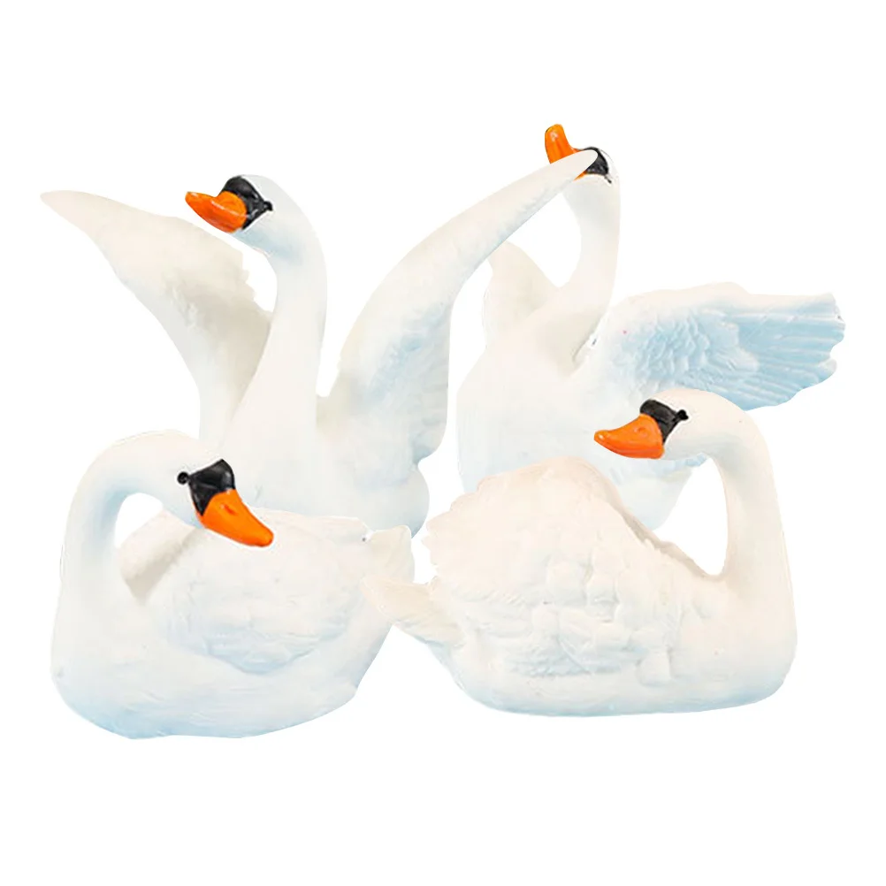

4 Pcs Swan Ornaments Adorable Figure Figures Succulents Desktop Decorative Resin Gardening Statue Decorations