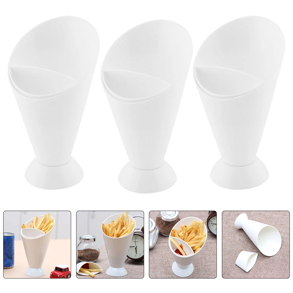 

6 Pcs French Fries Salad Cup Fry Holder Restaurant Dip Bowl Dipping Western Car Cone White