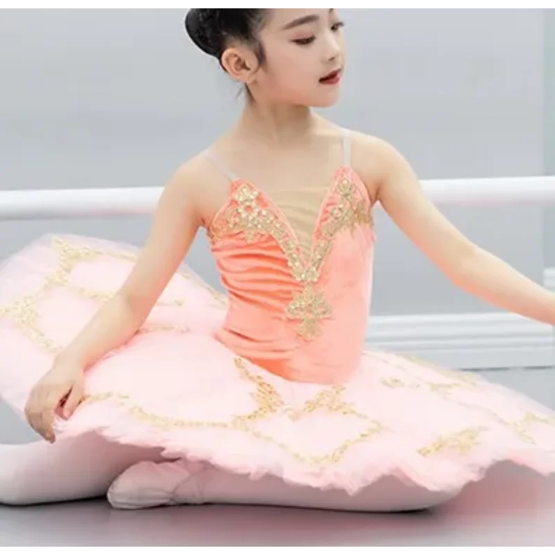 Orange Ballet Professional Swan Lake Ballet Tulle Performance Women's Ballet Stage Costume