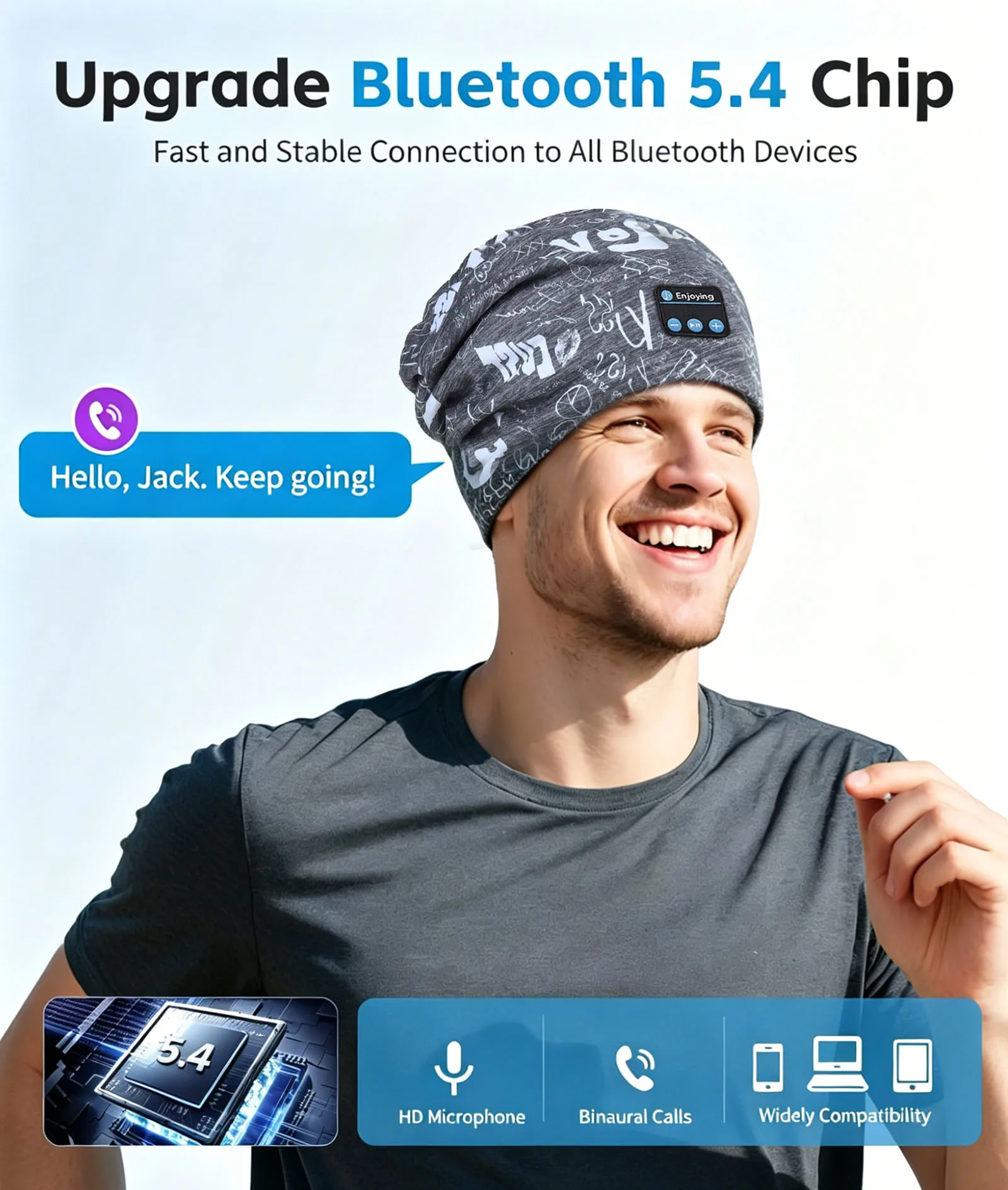 Bluetooth Headphone Wireless Smart Cap Headset Summer Beanie Hats Camping Running Music Earphone Hat Rechargeables Outdoor Sport
