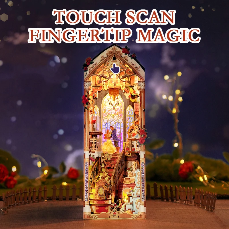 Pawsera Beauty and the Beast Handmade Hut Building Blocks DIY Assembled Sensing Music Book Stand Puzzle Toy Gift Creative Gift