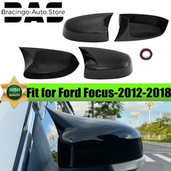 Rearview Mirror Cover Housing For Ford Focus MK3 2012-2018 Gloss Black/Carbon Pattern Side Wing Mirror Cap Case Trim Accessories