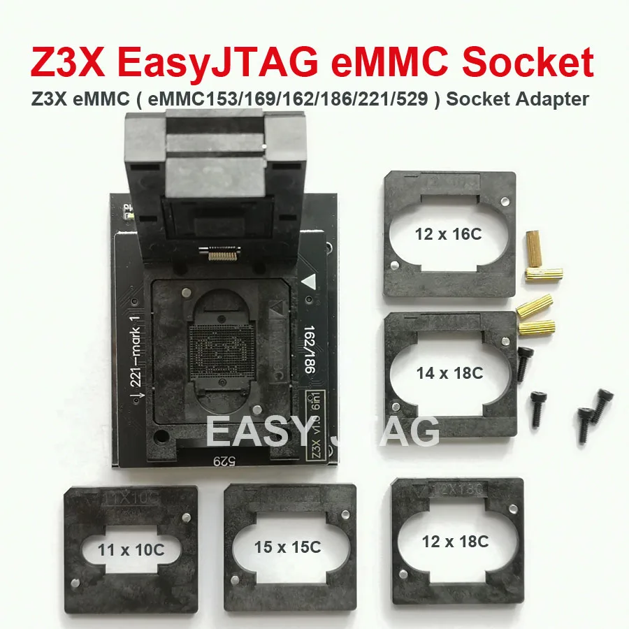 NEW Z3X Easy JTAG eMMC BGA 6 in 1 ( eMMC153/169/162/186/221/529
