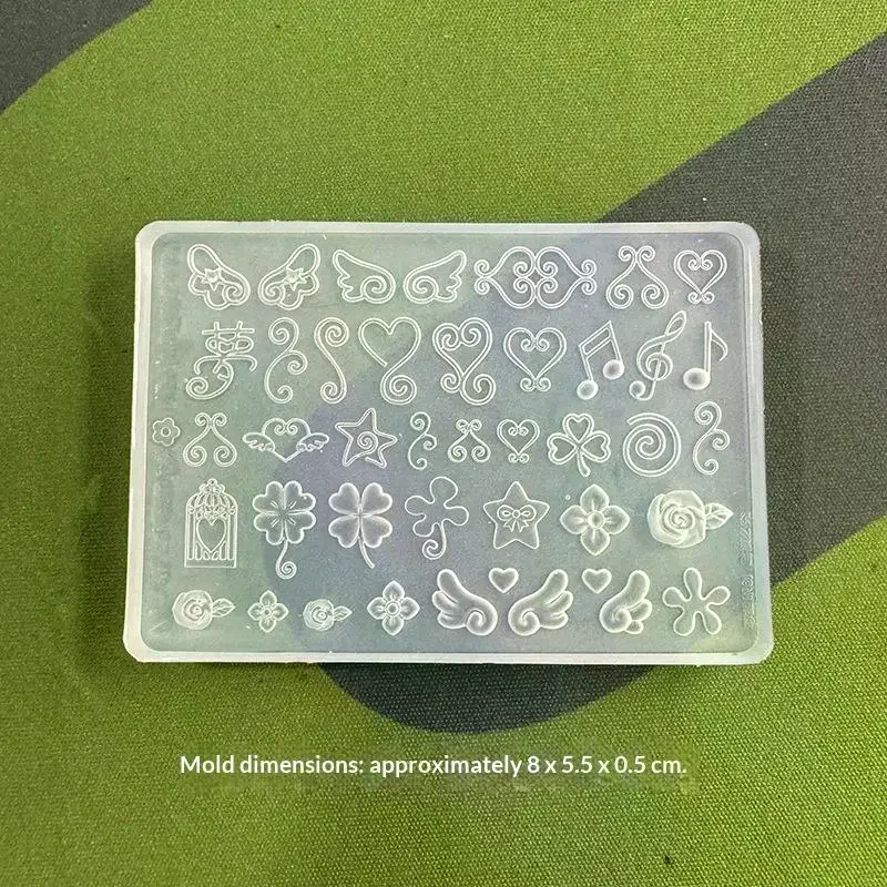 1Pcs Manicure Multi Shapes Vine Small Model 3D Four Leaf Clover Flower Note Wings Nail Art Silicone Mold DIY Nail Art Supplies