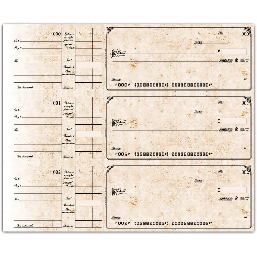 فحص الحجم المضغوط ABC 3-On-A-Page مع قسائم جانبية للدموع عتيقة 500