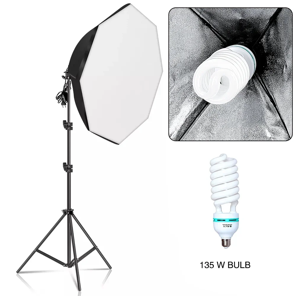 

SH Photo 70cm Octagon Softbox Kit Use For LED Light Brightness Flash With 2M Stand Photo Studio Accessories Various Of Bulb