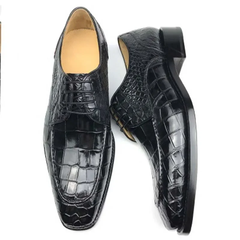 chue  new  crocodile leather manual  Brush color shoes  men  shoes fashion business  Leisure men shoes