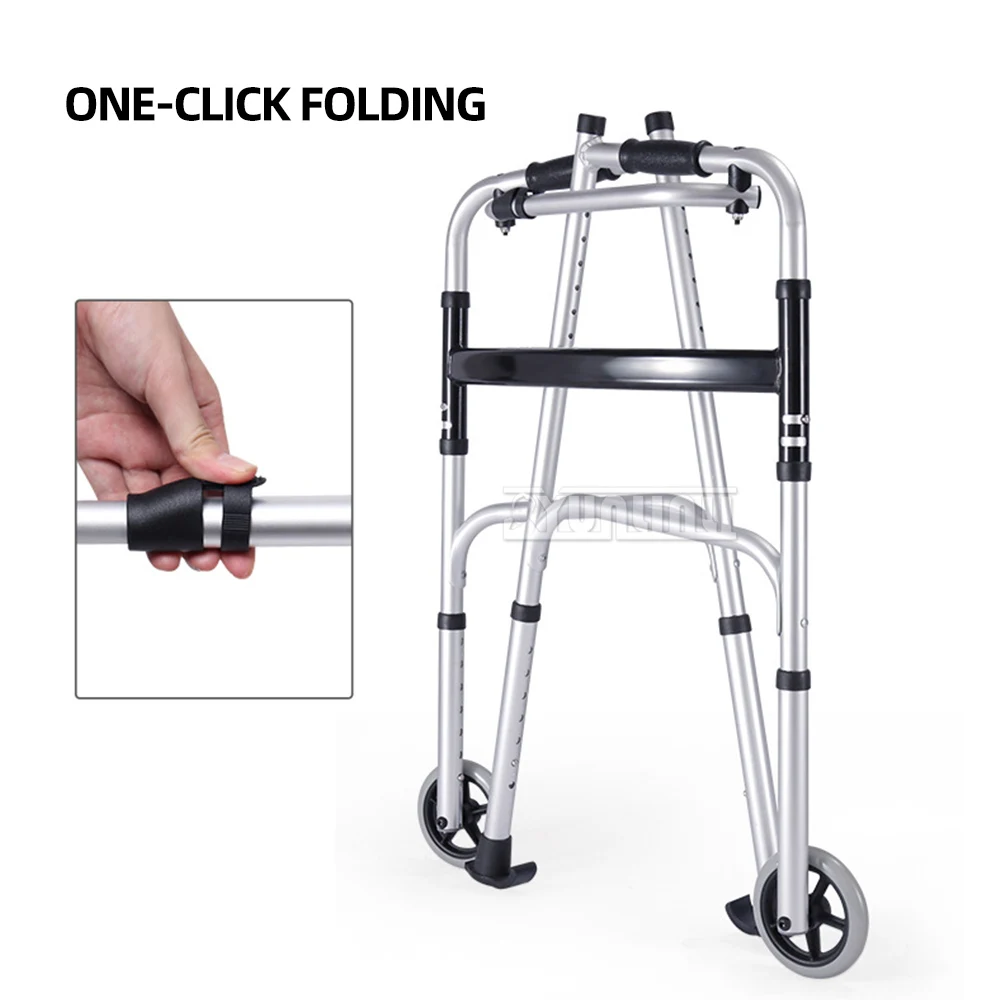 Walking Aid Household Aluminum Alloy Standing Frame Wheeled Auxiliary Equipment Underarm Crutch Walker