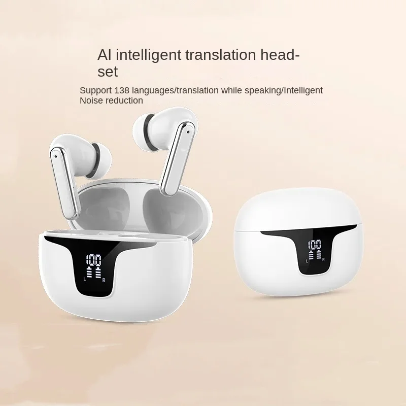 V19 AI Translation Earphones 130 Languages In Ear ANC Noise Reduction Low Latency Bluetooth 5.3 Translation Earphones