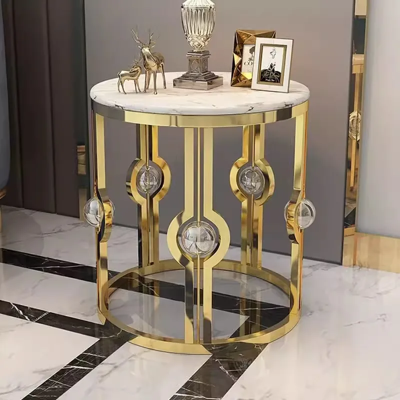

High quality small family furniture living room set marble coffee table metal coffee table modern hotel villa side table