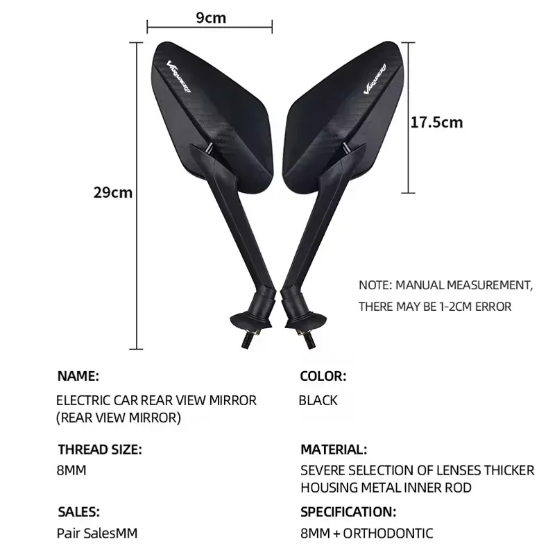 2Pcs/Pair Riding Carbon Fiber Anti-Glare Convex Rearview Mirror For Honda Varadero XL1000 Varadero1000 125 Accessories
