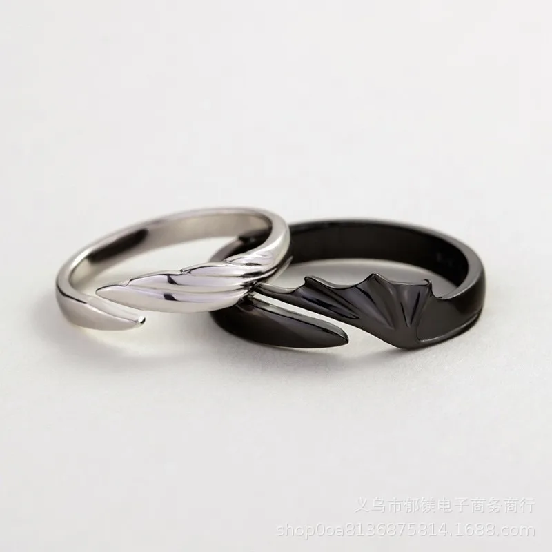 Couple Matching Rings For Man Woman Custom Adjustable Sun Moon Ring Set Angel Devil Dragon Open Couple Matching Promise Rings