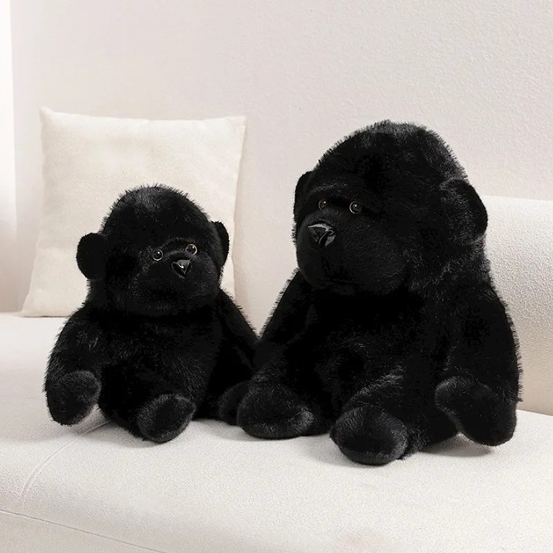 Cute Gorilla Plush Toy Realistic Black King Kong Doll Stuffed Animal Adorable Realistic Monkey Plushie for Boys Girls Gifts