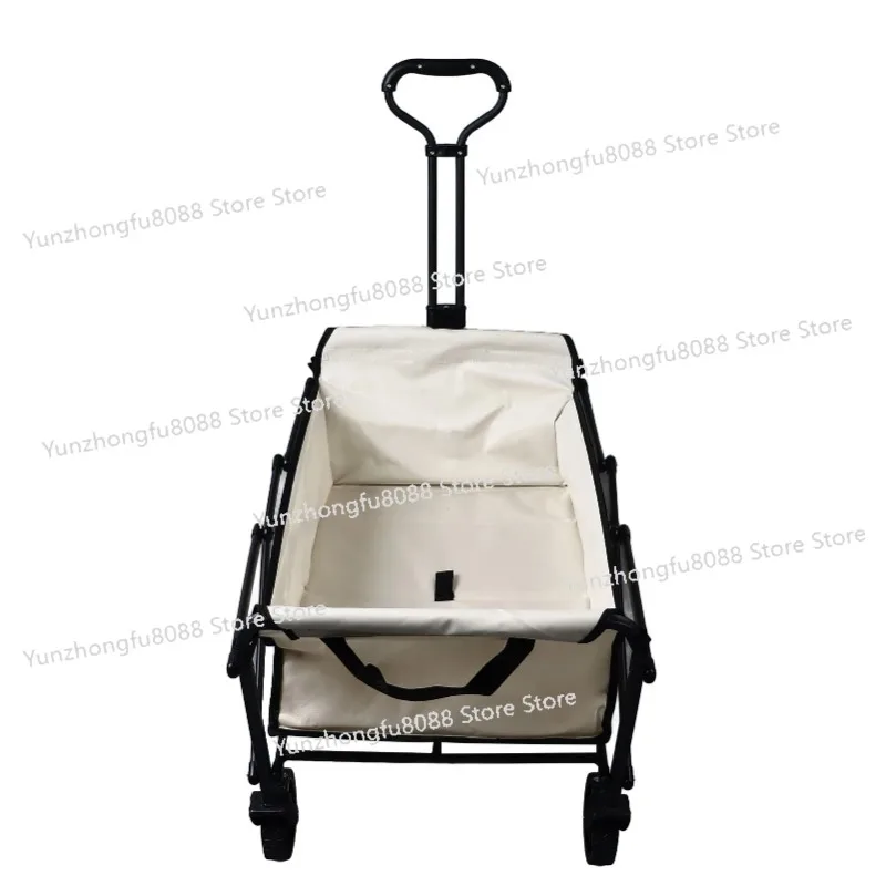 

Collapsible Wagon Cart Heavy Duty 80kg Weight Capacity Adjustable Pull Rod Utility Rolling Carts for Camping Picnic Trip