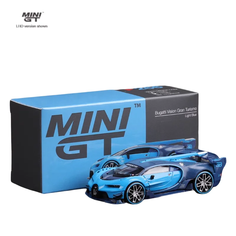 1:64 Bugatti VGT Vision Gran Turismo blue alloy model, children\'s collection of decorative toys, holiday gifts for children.