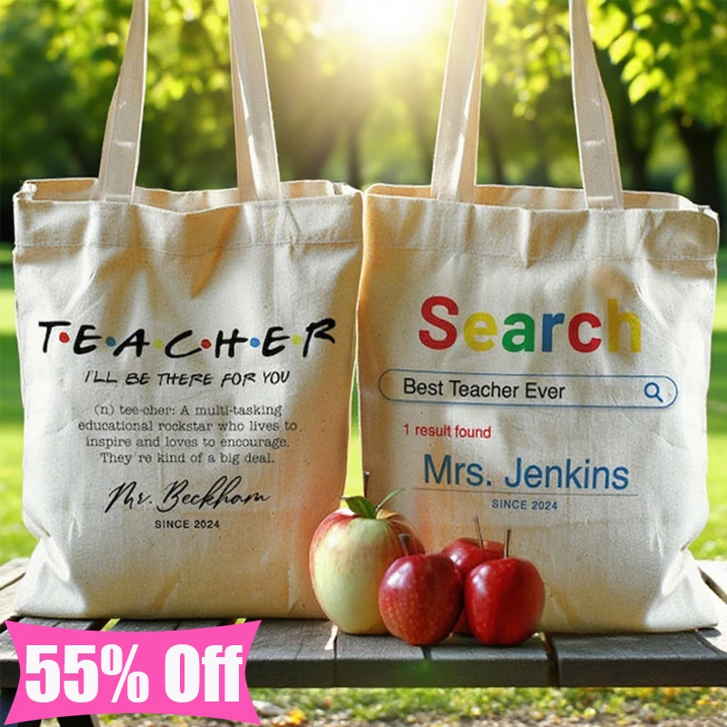 

Teacher Daily Commute Retirement Gift Customizable Canvas Bag Easy To Carry Eco-Friendly Reusable Teacher Back To School Gift
