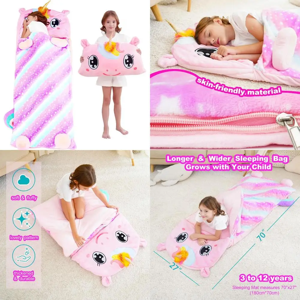 

Plush Sleepover Bag with Pillow for Kids - Nap Mat for Daycare, Preschool, Birthdays, Ages 3-12