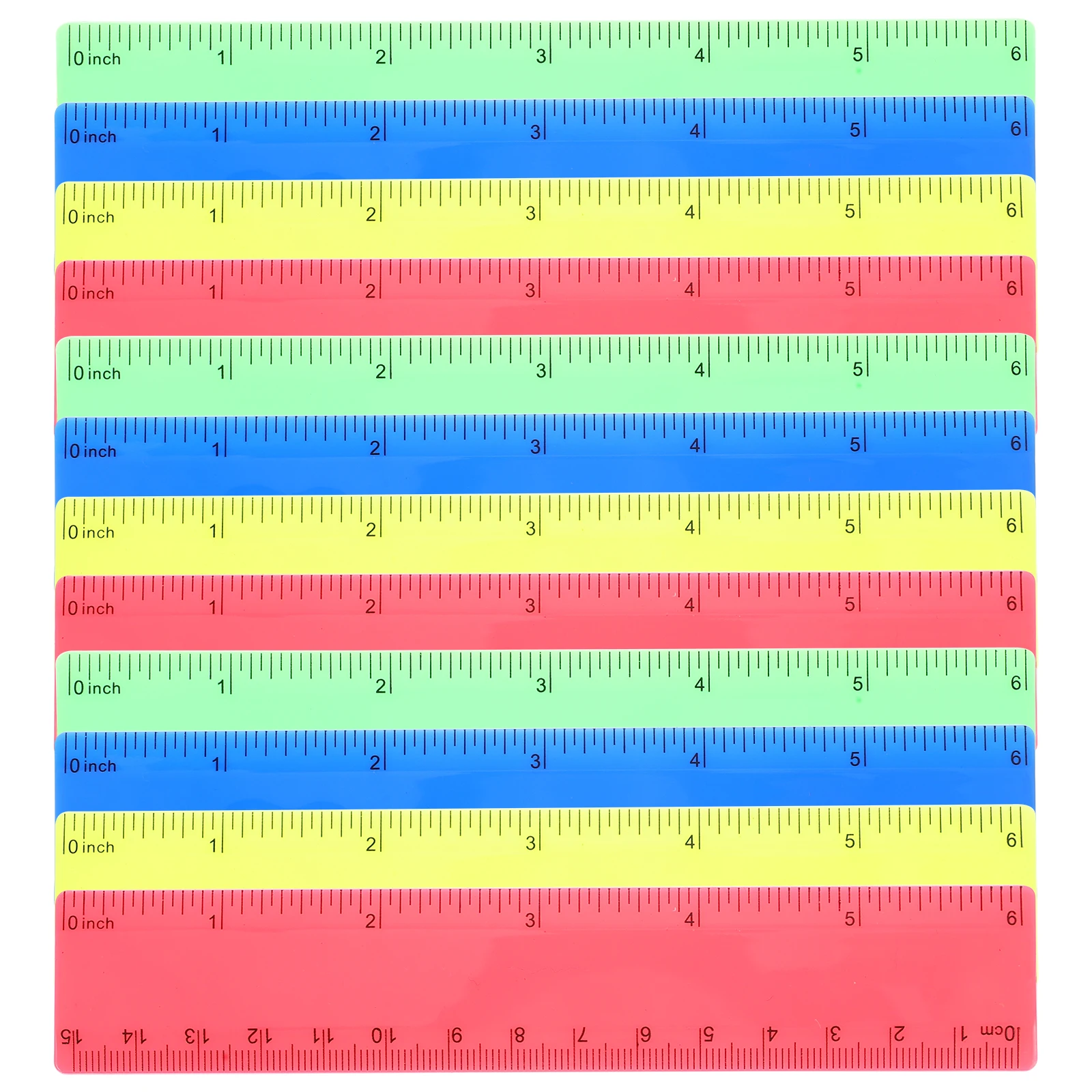 20pcs Colored Straight Ruler Cute Students Measuring Rulers Reusable Plastic School Supplies Kids Gift Lightweight