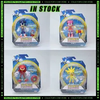 Original Sonic The Hedgehog Knuckles Super Silver Amy Classic Cartoon Action Figure with Accessory Model Collectible Toys Gifts