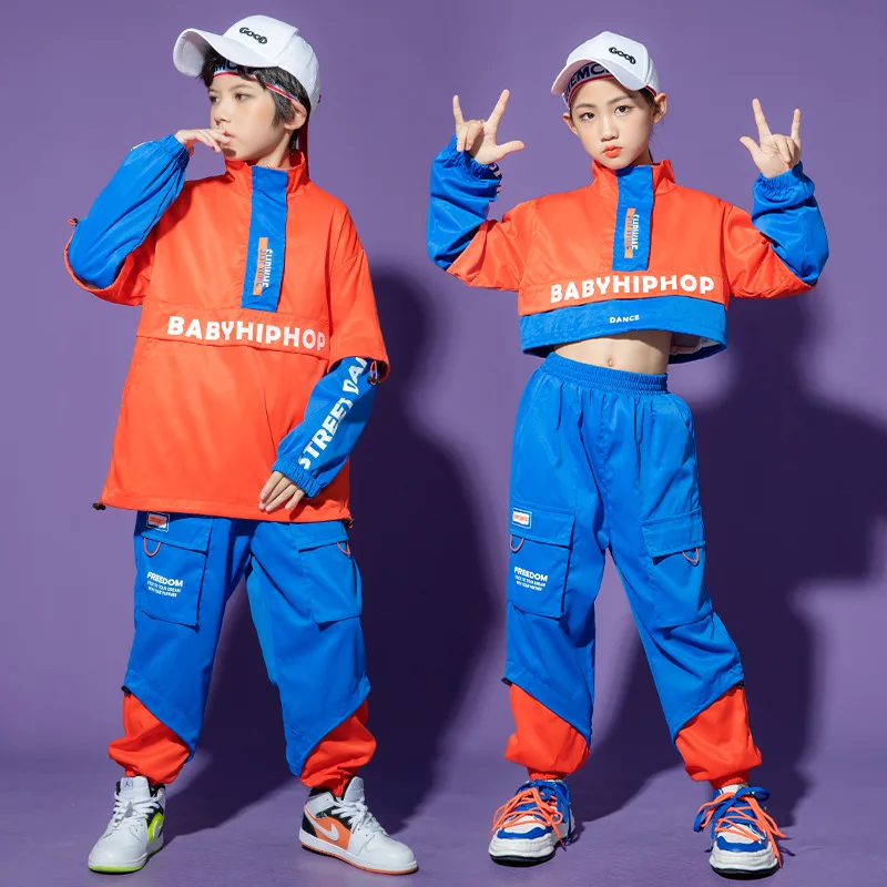 Boys Hip-hop Clothes Fashion Children's Hip-hop Suit Girls Jazz High Waist Navel Exposed Performance Student Sports Cool 2023