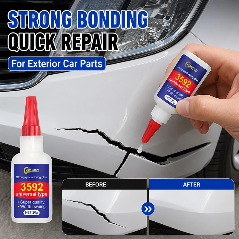 Car Bumper Plastic Repair Adhesive, No-Weld Bonding Glue for Cracks, Chips, Impact Damage and Exterior Trim Repair