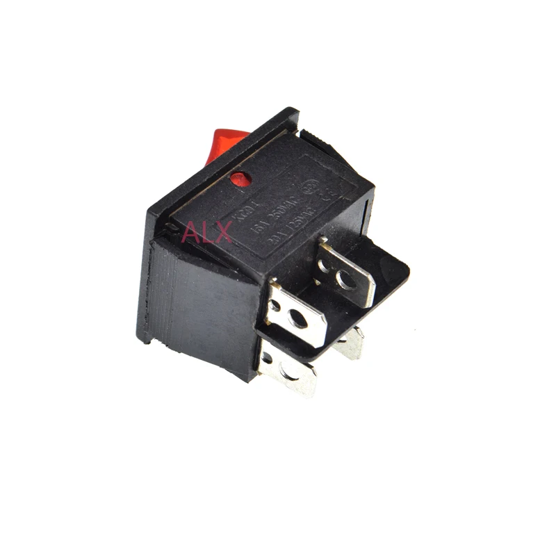 5PCS KCD4-201n 4PIN red Push Button with light rocker Switch ON/OFF   power switches 16A/250V 20A/125V 25*31MM 25*31 4 pin