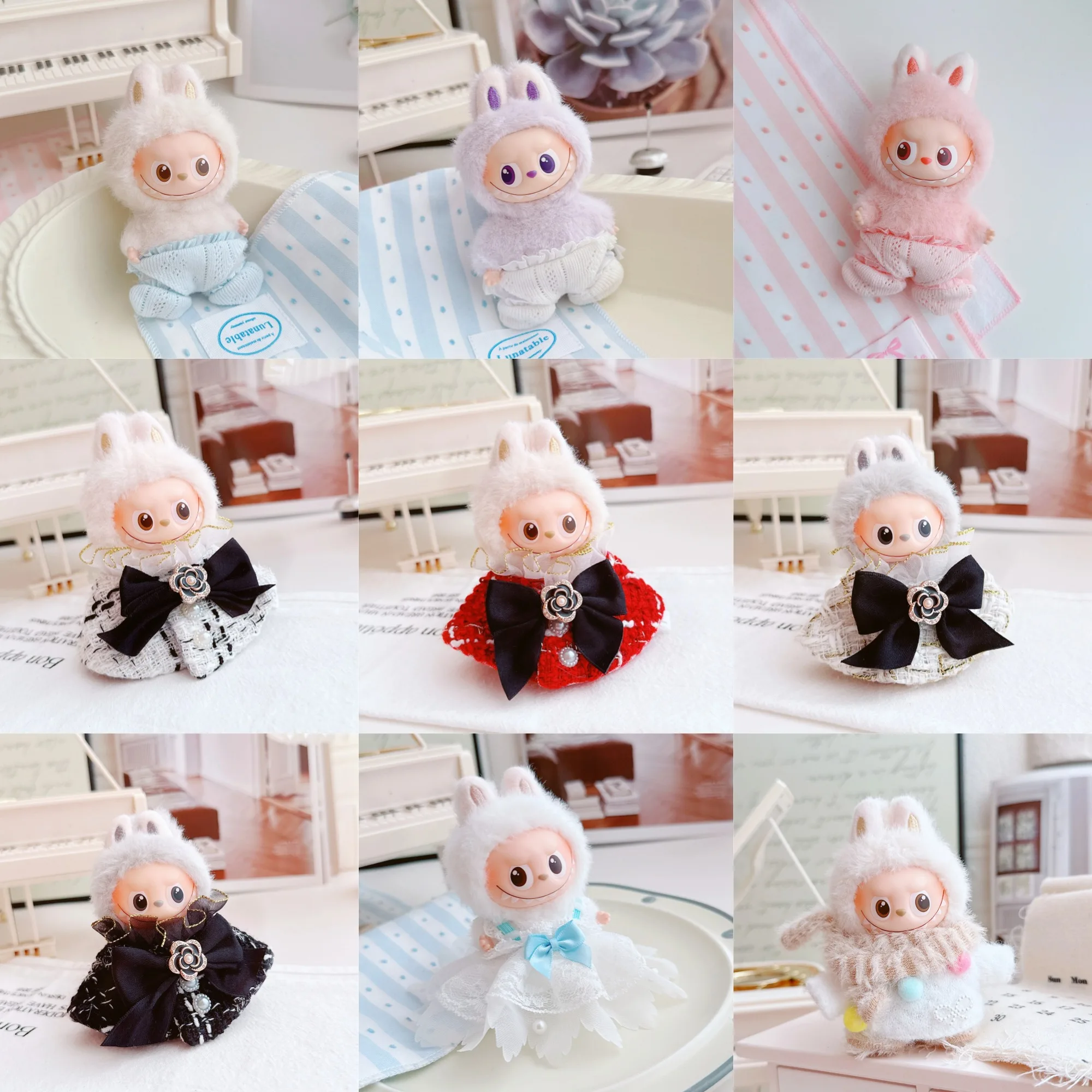 

For 10cm 4th Gen Mini Labubu Heart Code Cape & Skirt Baby Pants 10cm Mini Labubu 4.0 Doll Clothes