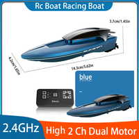 Mini RC Boats High Speed 2.4GHz High Speed Electric Ship Water Model  LED Lights Children Competition Water Toys for Kids Gifts