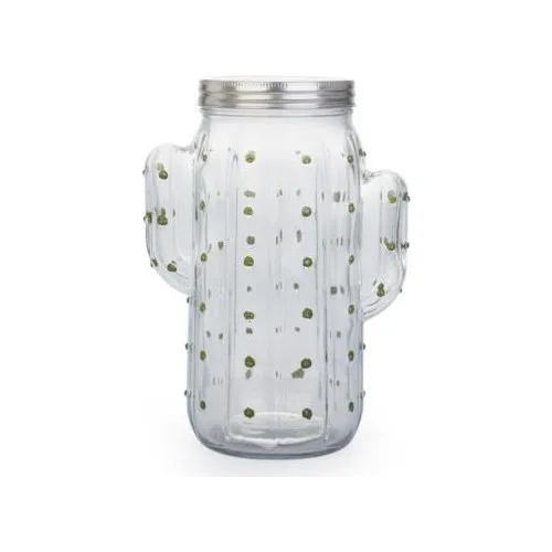 Acar Metal Cover Cactus Glass Jar